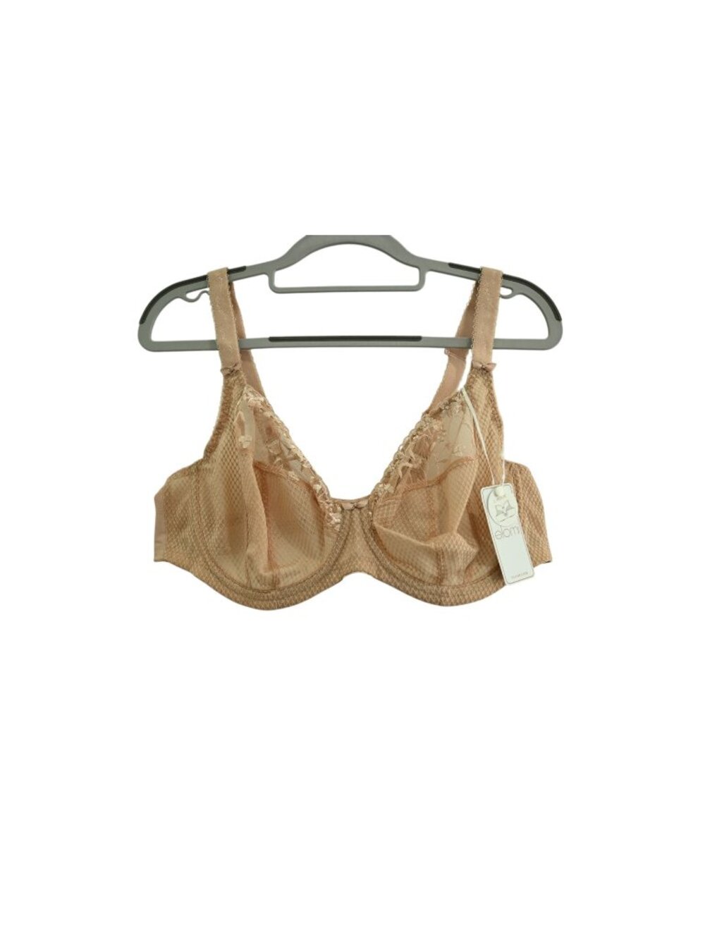 NWT Elomi Charley Plunge Underwire Bra Sz 40DD Fawn Floral Lace Mesh Support